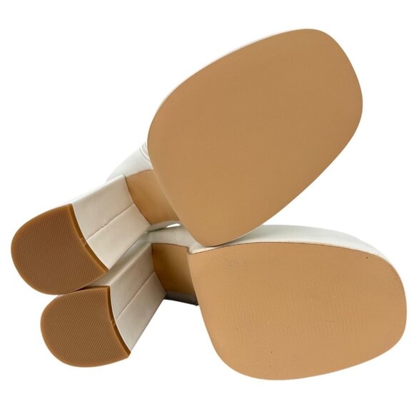 NIB White Platform Chunky Heel & Side Zip Edgy Retro Vegan Platform Boots - Picture 12 of 16